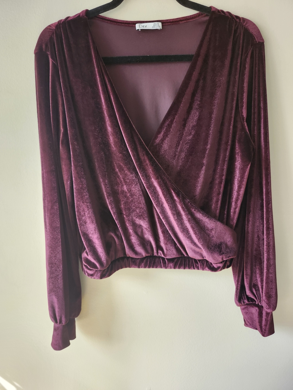 Dex Burgundy Velvet Long-Sleeve Top - Picture 2 of 10
